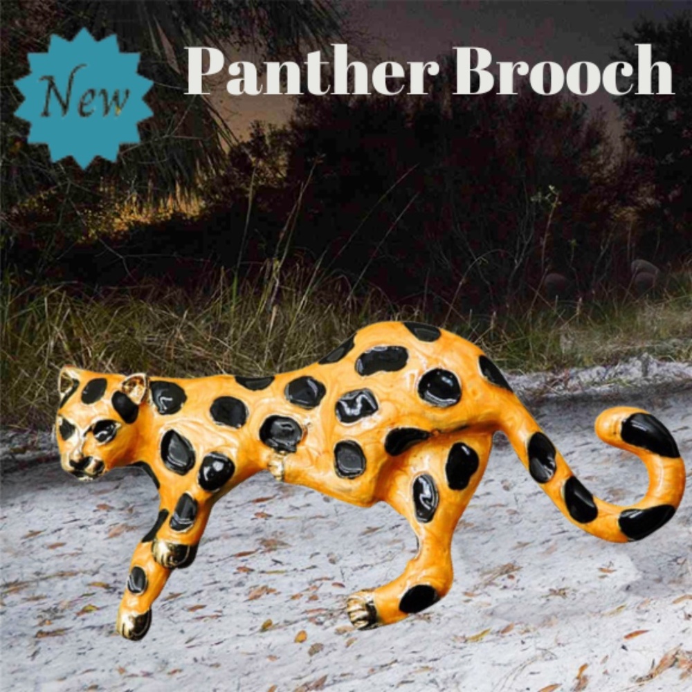 Spotted Yellow and Black Panther Golden Yellow & Black Spots Brooch Pin …